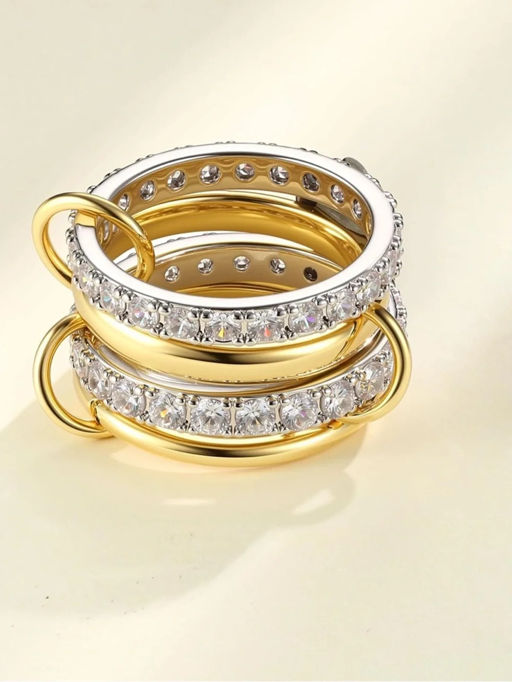 Iconic Sculptural Gold Silver Pave Ring